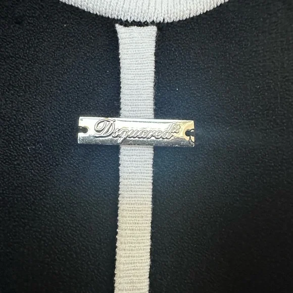 Dsquared2 Black White Piped Fit & Flare Dress Sz S Made in Italy - Picture 8 of 15